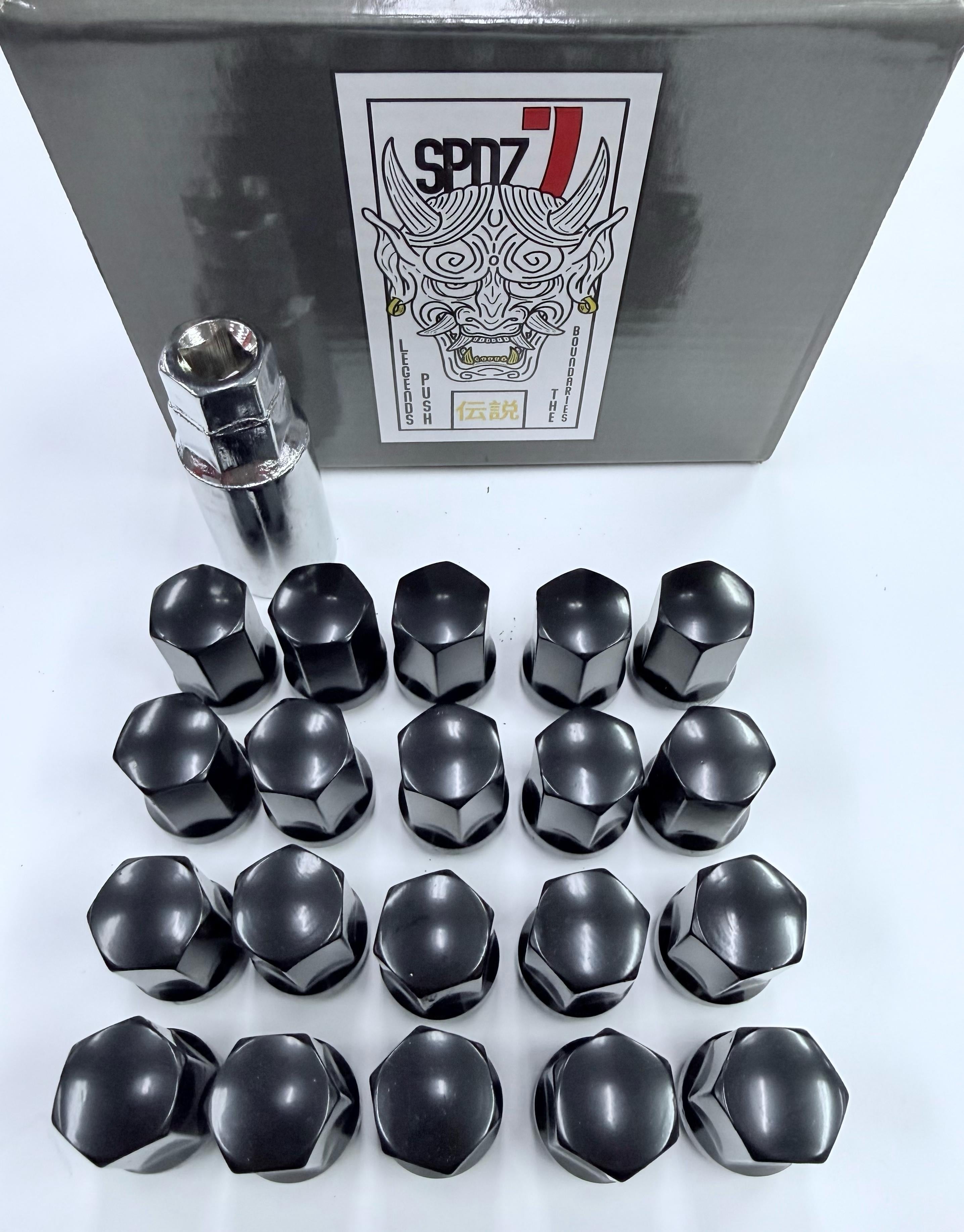 SPDZ1 14x1.5 Thin Wall Closed-End Lug Nuts (35mm) – Includes Special Installation Socket (Black or Chrome)
