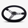 The Daytona | Black Alcantara Suede | Graphite Spoke | Black Stitch