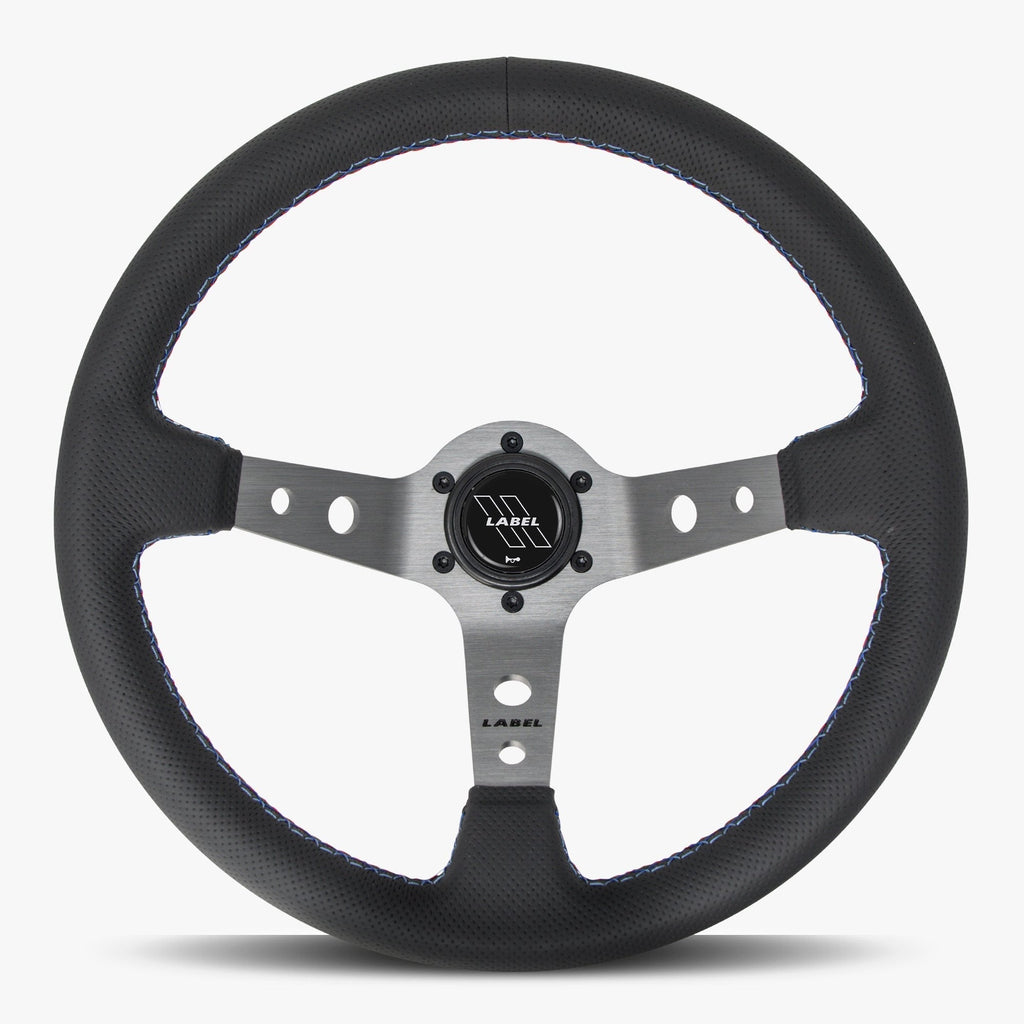 The Daytona | Black Perforated Leather | Graphite Spoke | RED Stitch