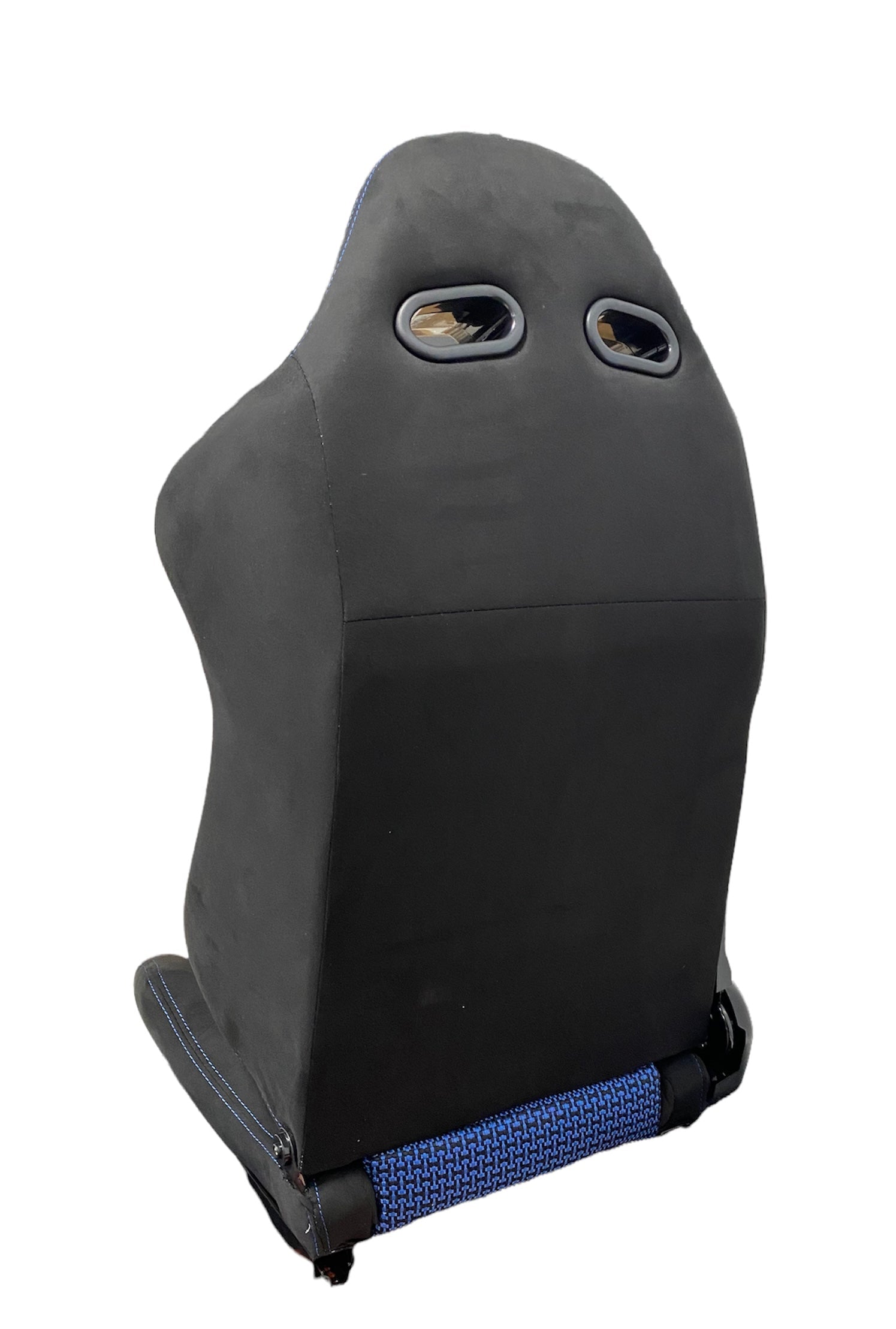 SPDZ1 Pole Position 7 Racing Seats Black Cloth/Blue Kevlar Mesh Center Reclinable - Blue Stitch