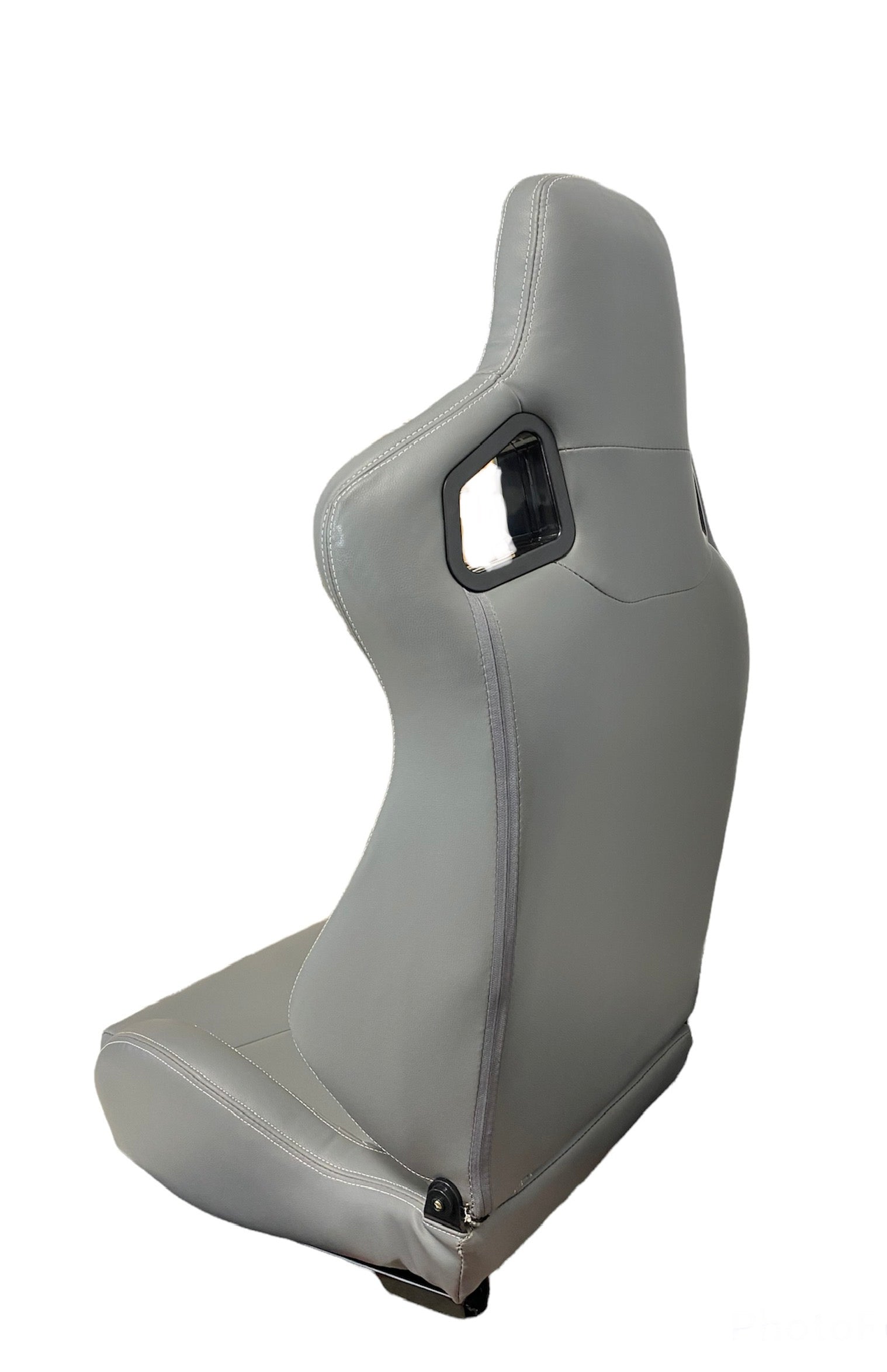 SPDZ1 Katana Racing Seats Gray Leather with White Cross Stitch Reclinable