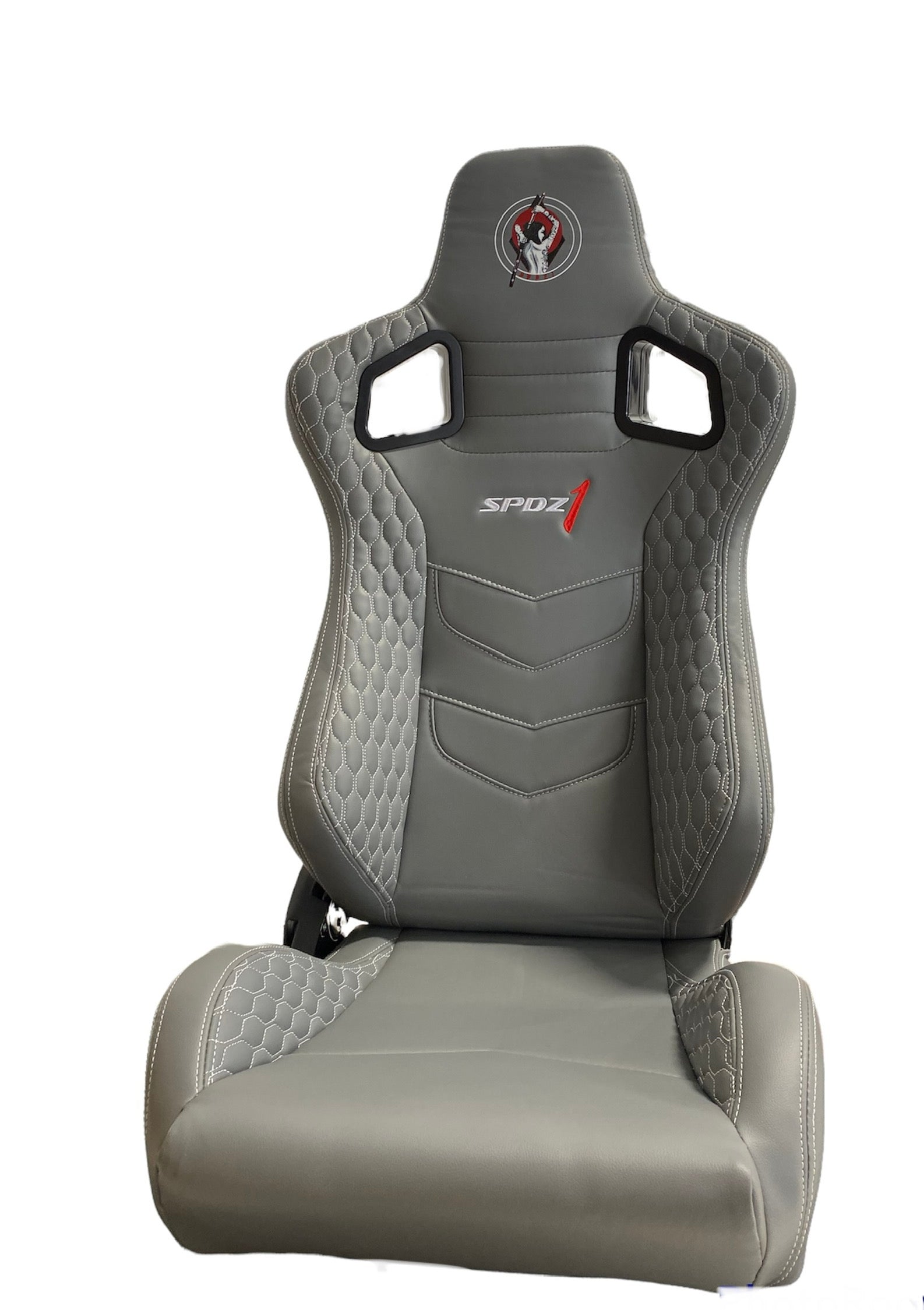 SPDZ1 Katana Racing Seats Gray Leather with White Cross Stitch Reclinable