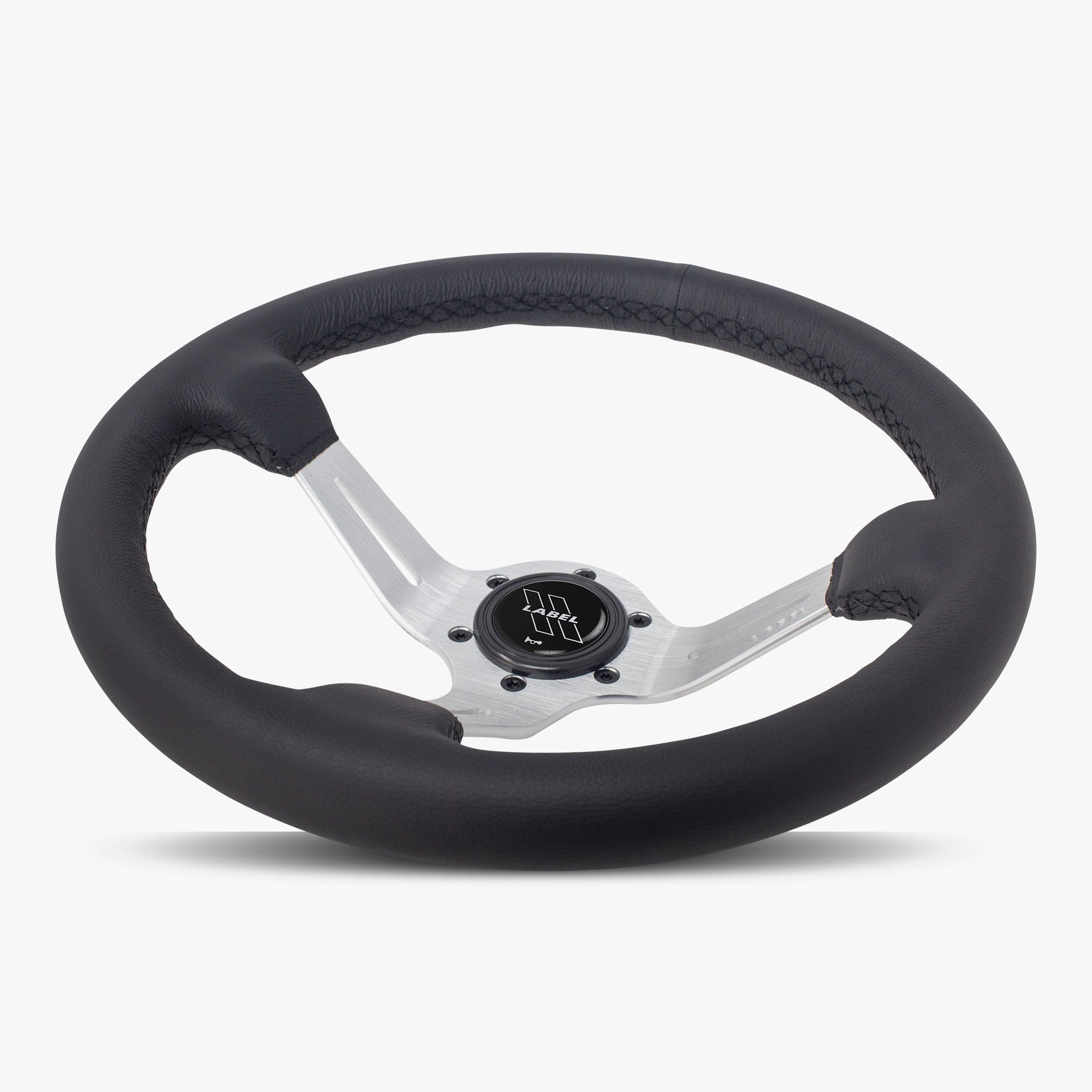 The Le Mans | Black Leather | Silver Spoke | Black Stitch - Papi’s Parts LLC
