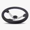 The Le Mans | Black Leather | Silver Spoke | Bavarian Stitch