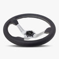 The Le Mans | Black Leather | Silver Spoke | White Stitch
