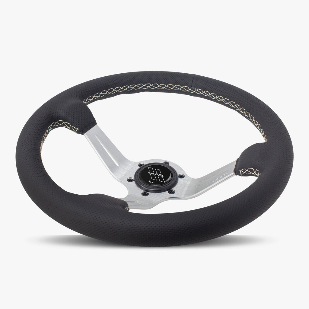 The Le Mans | Black Perforated Leather | Silver Spoke | White Stitch